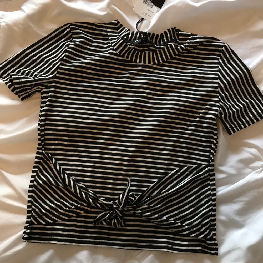 Striped front tie Top
